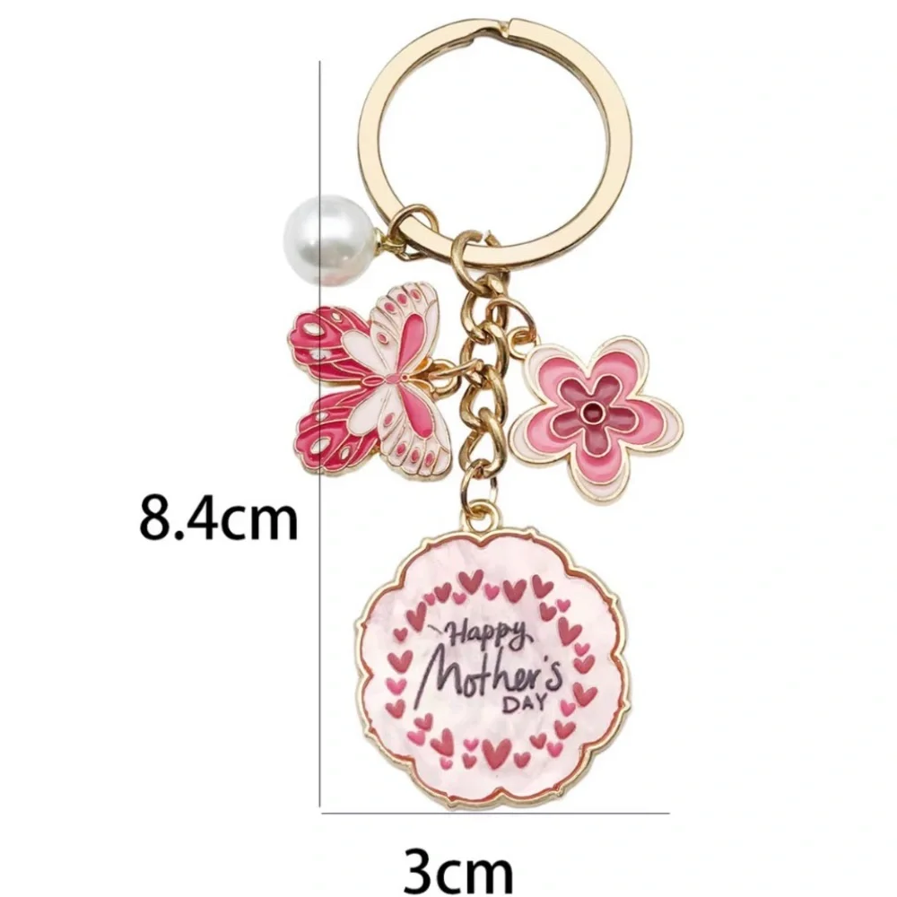 🌸Mother's Day Special 🌸Pink Butterfly Floral Pearl Keychain with Pink Charms